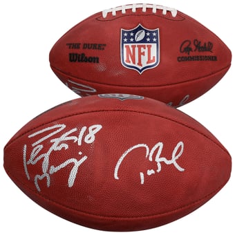 Tom Brady & Peyton Manning Autographed Duke Full Color Football
