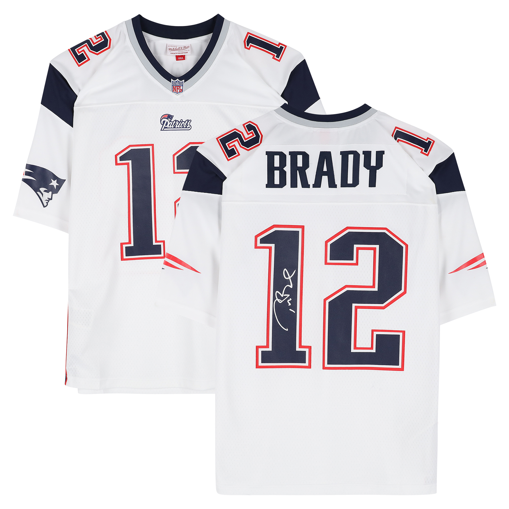 Tom Brady New England Patriots Autographed White Mitchell & Ness 2000 Replica Jersey