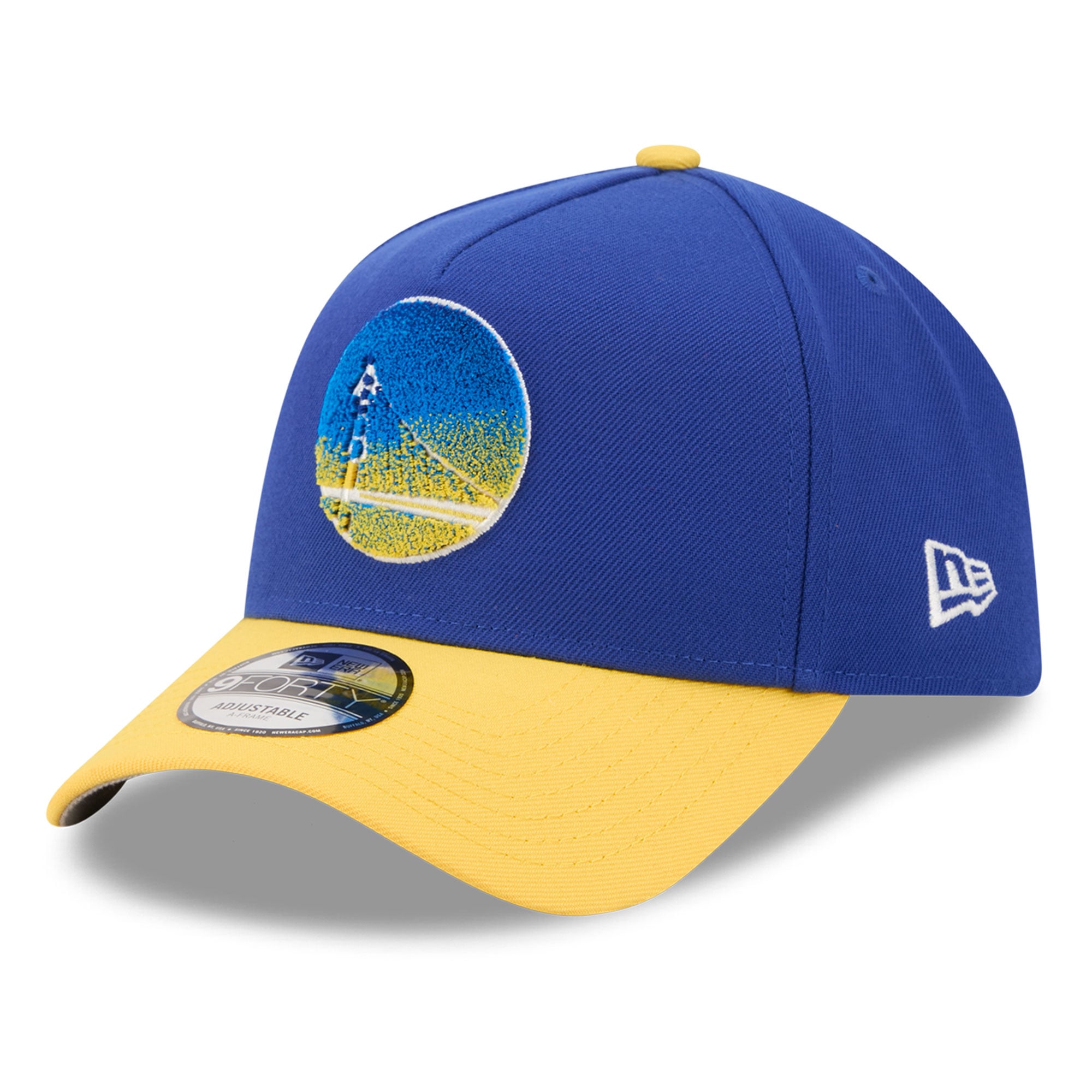 Men's New Era Royal/Gold Golden State Warriors Chenille 9FORTY A-Frame Adjustable Hat