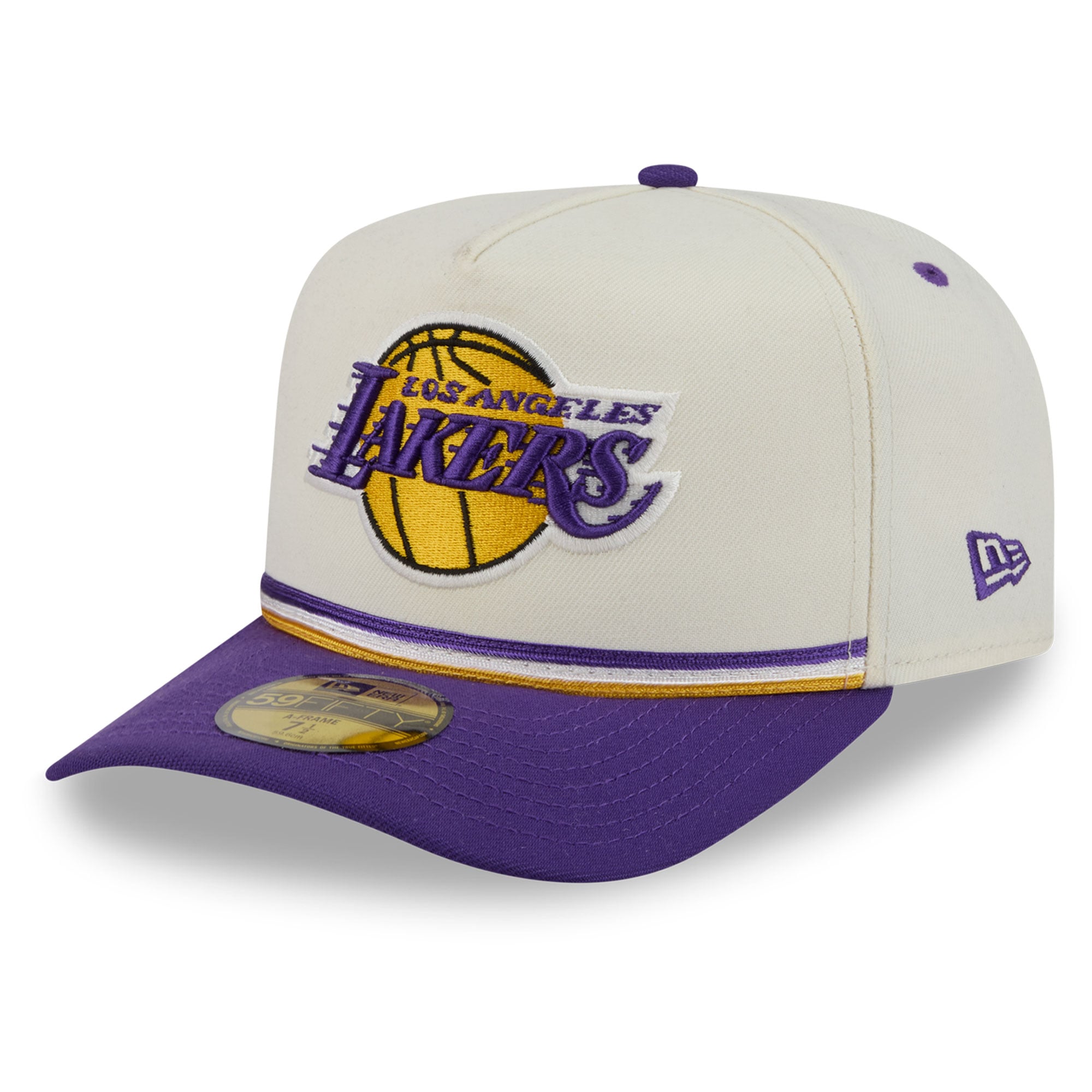 Men's New Era Cream/Purple Los Angeles Lakers Vintage 59FIFTY A-Frame Fitted Hat