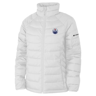 Women's Columbia  White Edmonton Oilers Omni-Heat Powder Lite II Raglan Full-Zip Jacket