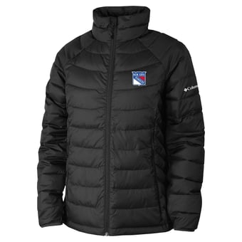 Women's Columbia  Black New York Rangers Omni-Heat Powder Lite II Raglan Full-Zip Jacket