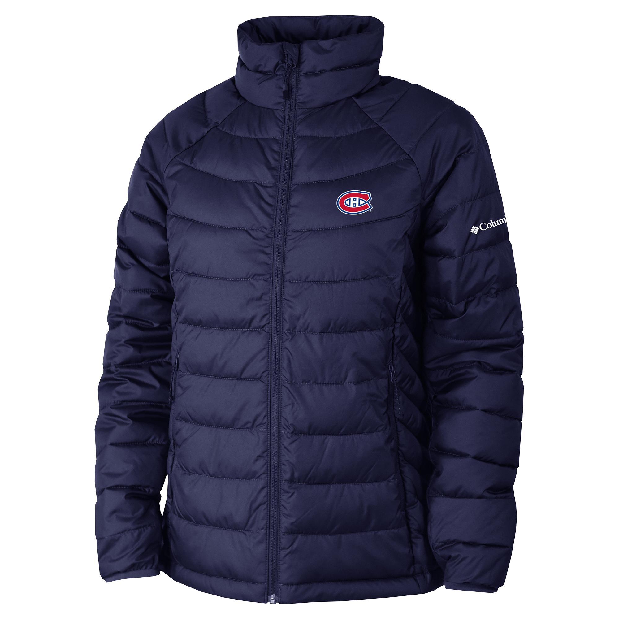 Women's Columbia  Navy Montreal Canadiens Omni-Heat Powder Lite II Raglan Full-Zip Jacket