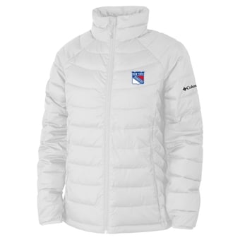 Women's Columbia  White New York Rangers Omni-Heat Powder Lite II Raglan Full-Zip Jacket