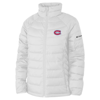 Women's Columbia  White Montreal Canadiens Omni-Heat Powder Lite II Raglan Full-Zip Jacket
