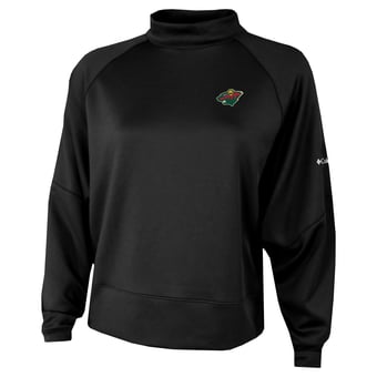 Women's Columbia  Black Minnesota Wild Par Performance Mock Neck Raglan Dolman Sweatshirt