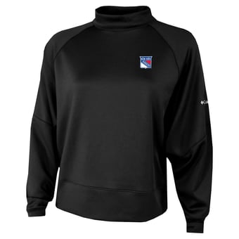 Women's Columbia  Black New York Rangers Par Performance Mock Neck Raglan Dolman Sweatshirt
