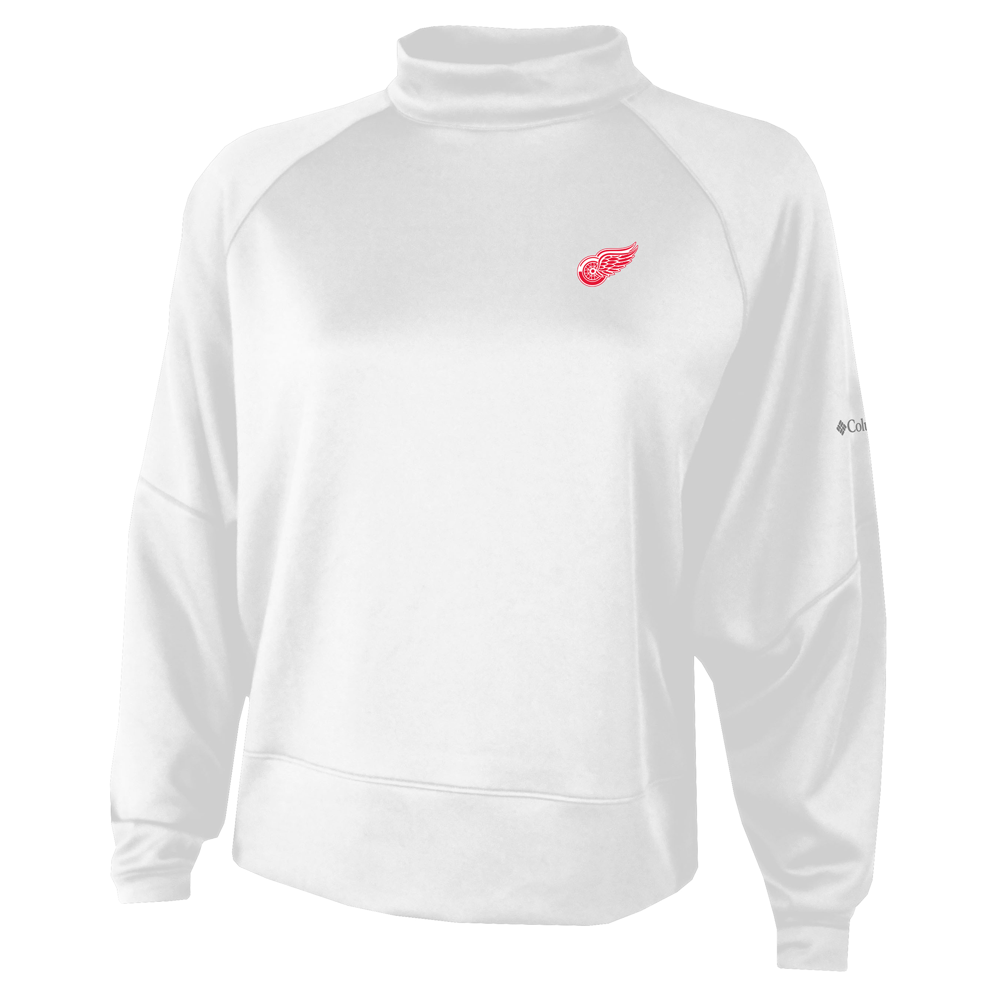 Women’s Columbia White Detroit Red Wings Par Performance Mock Neck Raglan Dolman Sweatshirt