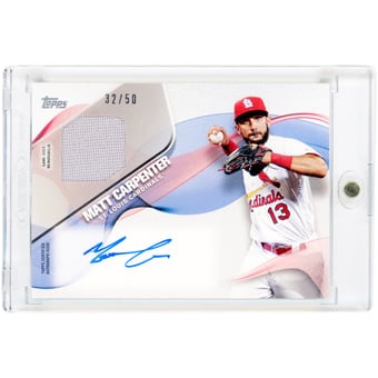 Matt Carpenter St. Louis Cardinals Autographed 2017 Topps Major League Materials Game Used Jersey Relic #MLMA-MCA #32/50 Card