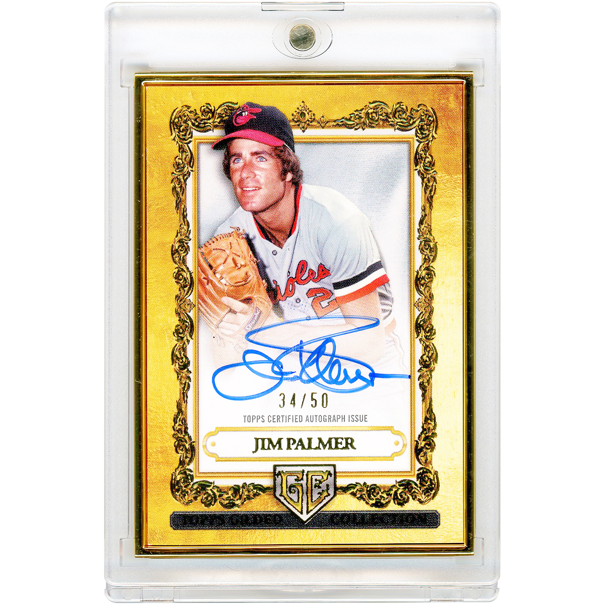 Jim Palmer Baltimore Orioles Autographed 2025 Topps Gilded Collection Gallery Of Gold #GOG-JPA #34/50 Card