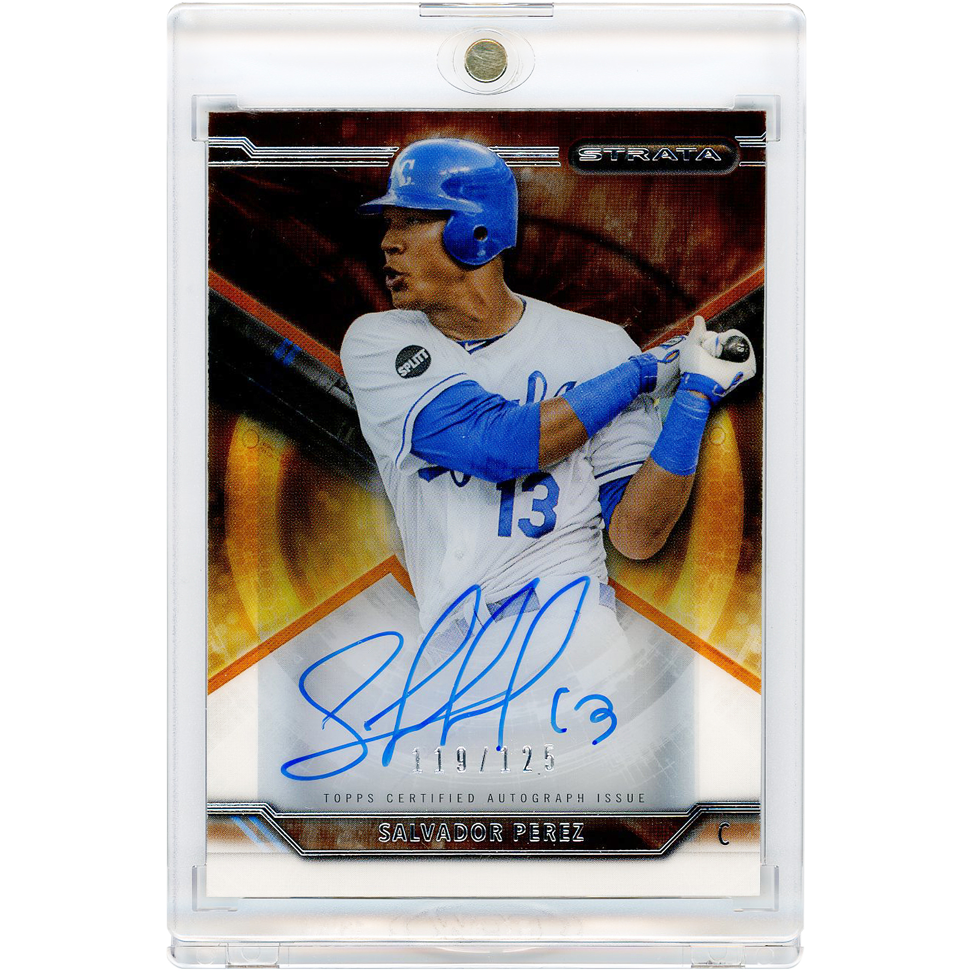 Salvador Perez Kansas City Royals Autographed 2015 Topps Strata #SA-SP #119/125 Card