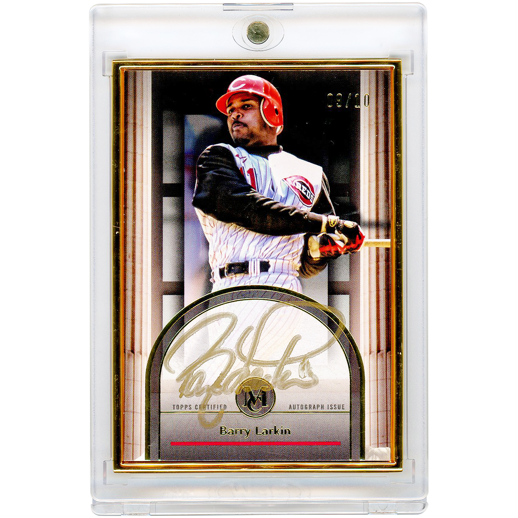 Barry Larkin Cincinnati Reds Autographed 2024 Topps Museum Collection Museum Framed Gold Ink #FMA-BL #9/10 Card. rookie card picture