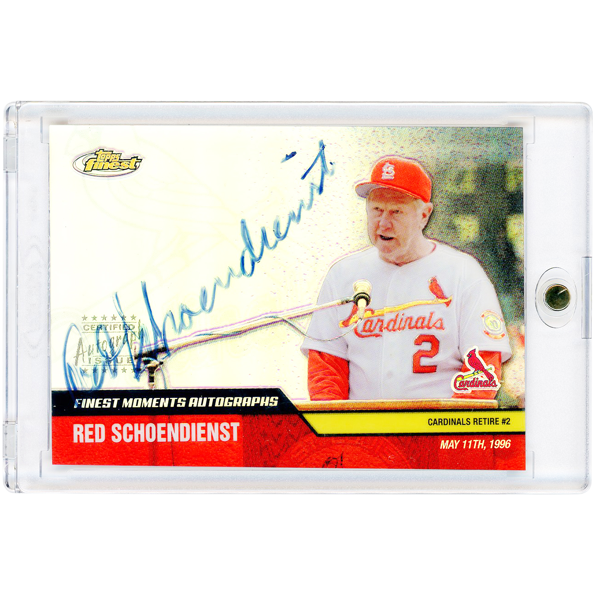 Red Schoendienst St. Louis Cardinals Autographed 2002 Topps Finest Moments #FMA-RS Card