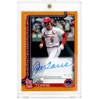 Joe Torre St. Louis Cardinals Autographed 2025 Topps Chrome Orange Refractor #CLA-JT #17/25 Card