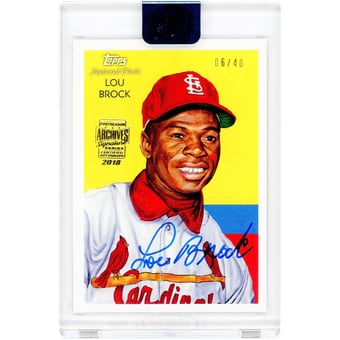 Lou Brock St. Louis Cardinals Autographed 2018 Topps Archives Signature Series 2010 Topps National Chicle Design #222 #6/40 Card