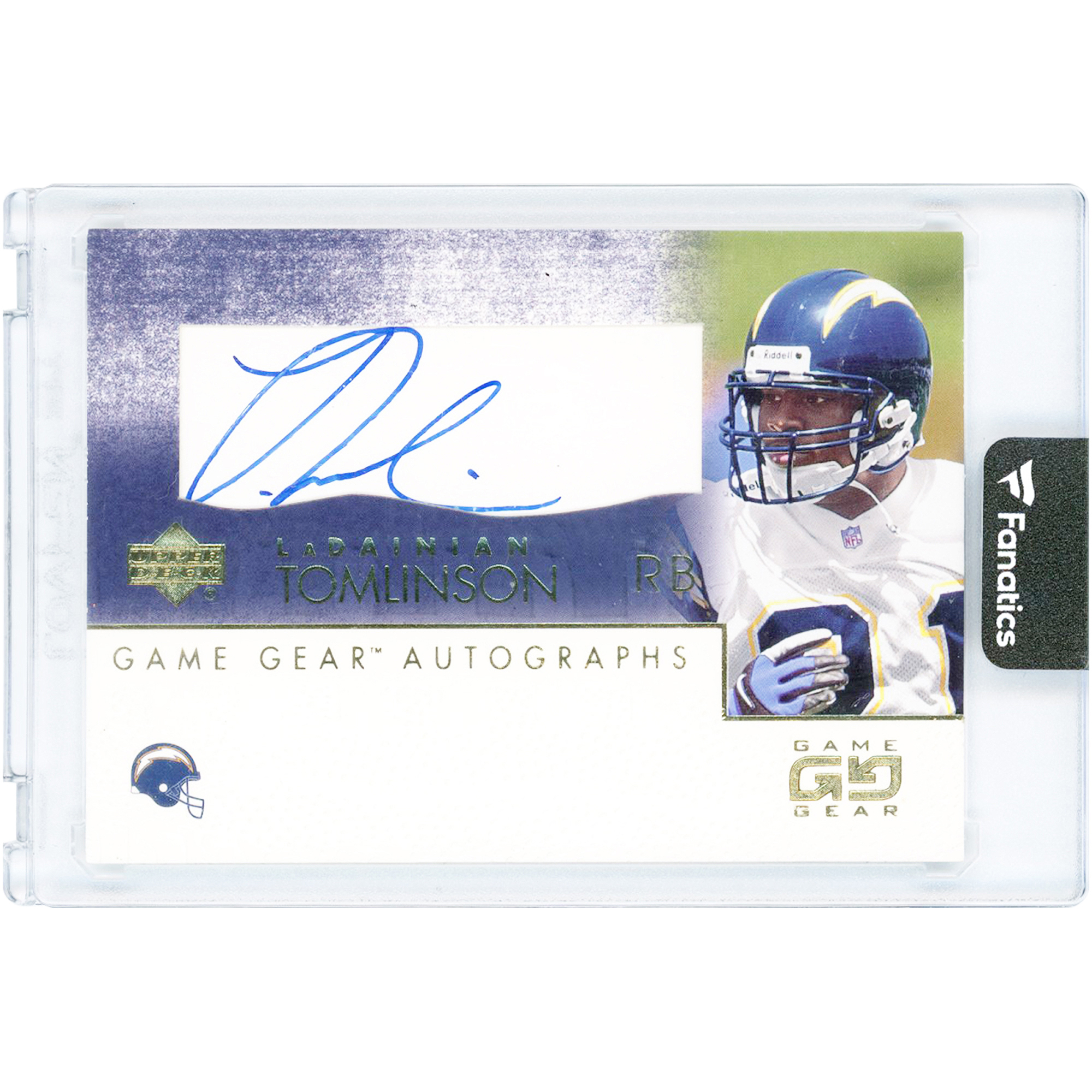 LaDainian Tomlinson San Diego Chargers Autographed 2001 Upper Deck Game Gear #LT-GS Card