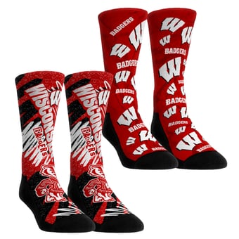 Unisex Rock Em Wisconsin Badgers Two-Piece Team Blast Crew Socks Set