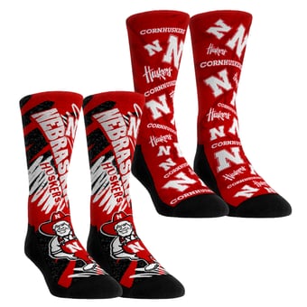 Unisex Rock Em Nebraska Huskers Two-Piece Team Blast Crew Socks Set