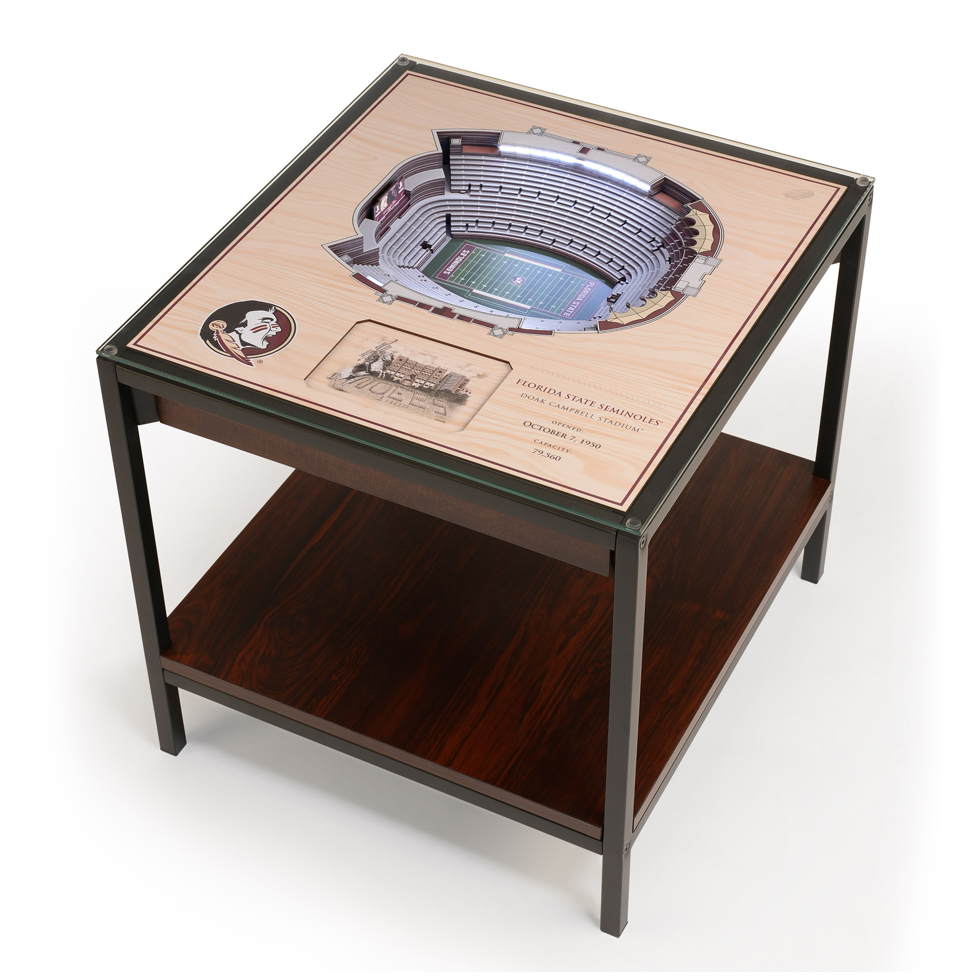 Fanpoint Florida State Seminoles 25-Layer StadiumView Lighted End Table