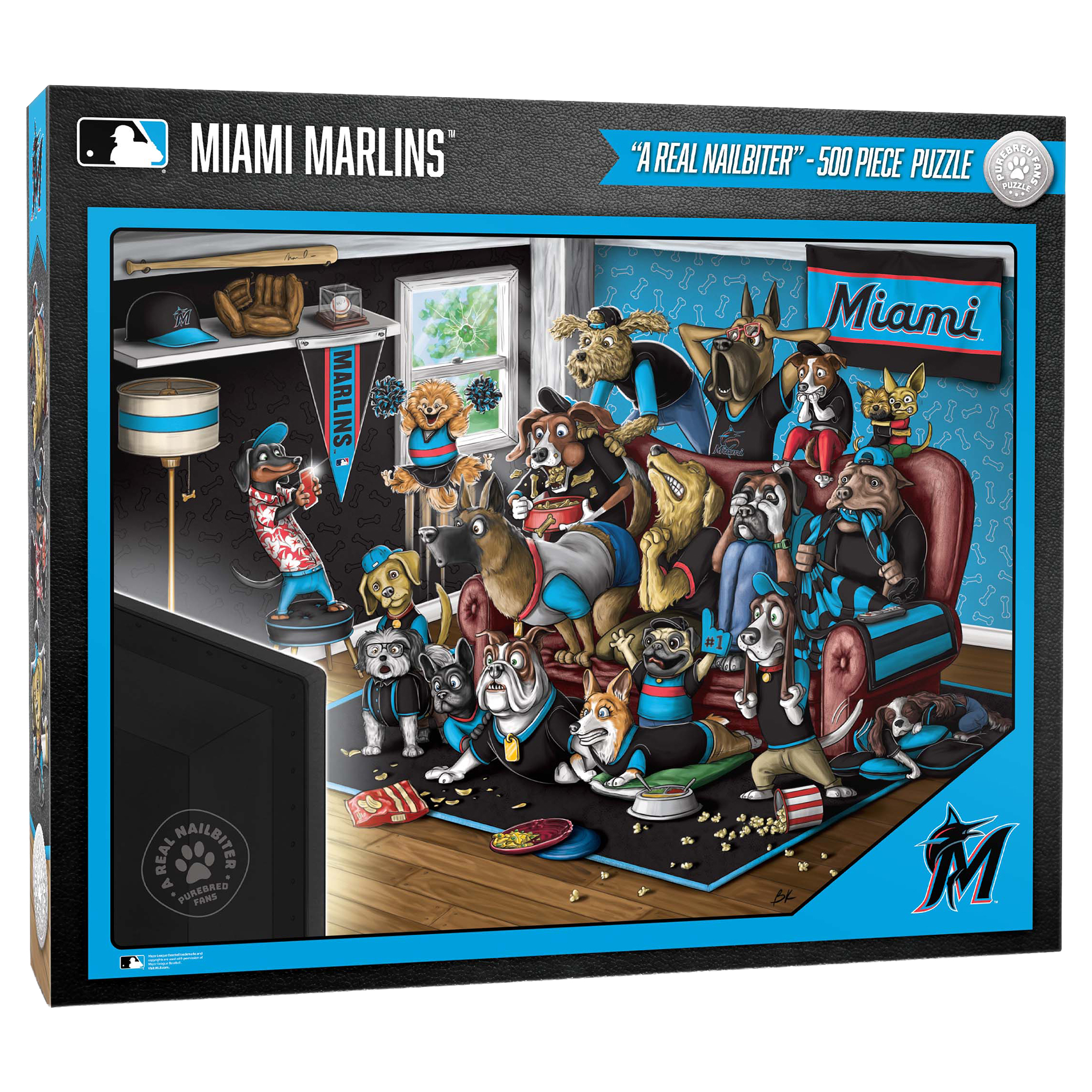 Fanpoint Miami Marlins Purebred Fans 18" x 24" A Real Nailbiter 500-Piece Puzzle