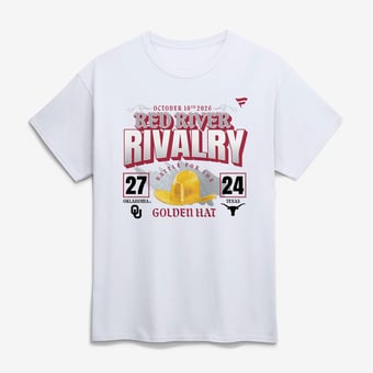 Men's White Oklahoma Sooners vs. Texas Longhorns 2026 Red River Rivalry Score T-Shirt