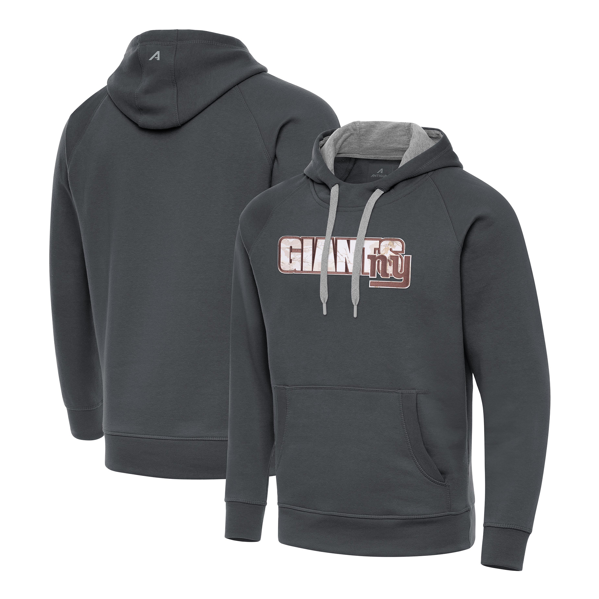 Men's Antigua Charcoal New York Giants Woodland Camo Victory Hoodie