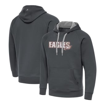 Men's Antigua Charcoal Philadelphia Eagles Woodland Camo Victory Hoodie
