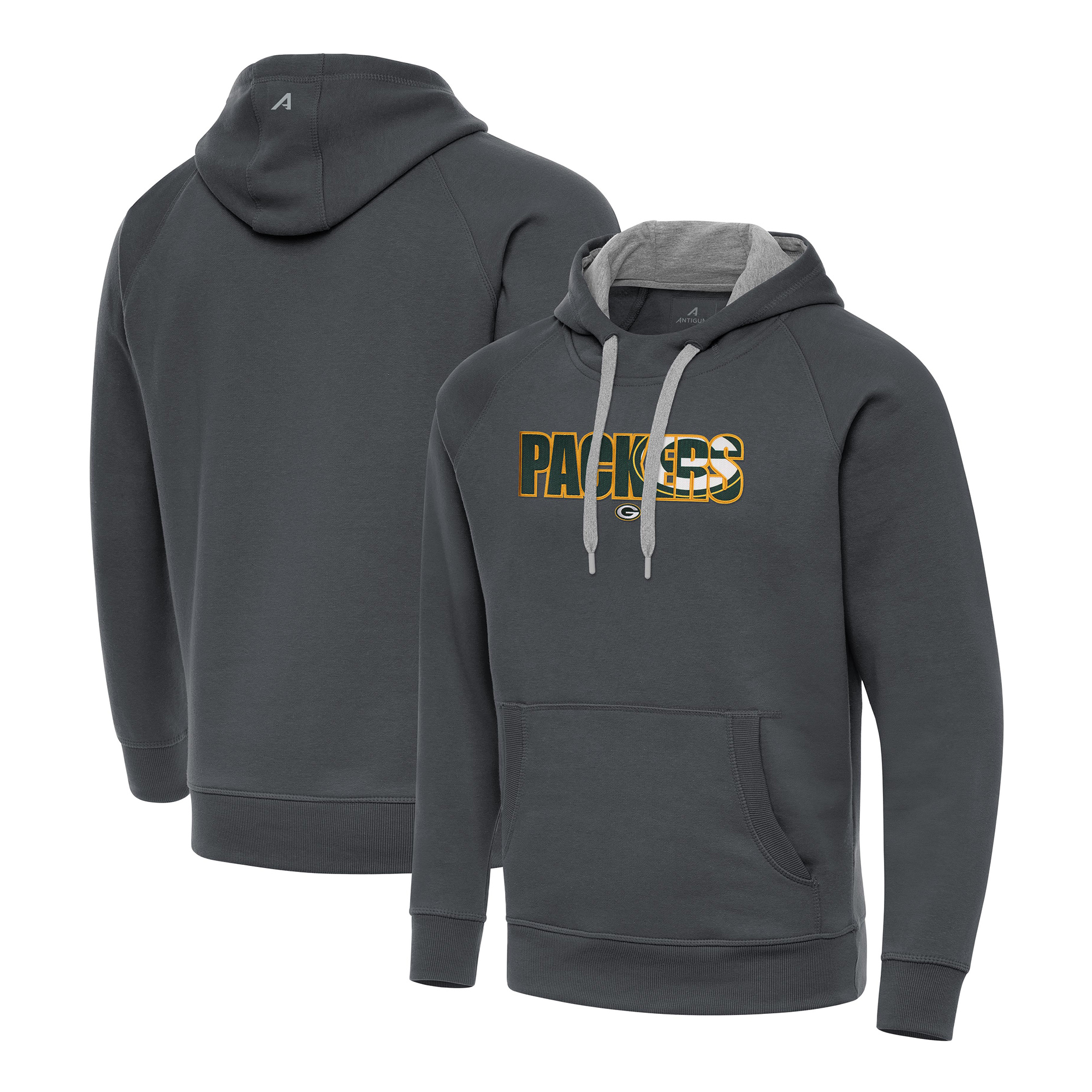 Men's Antigua Charcoal Green Bay Packers Impact Victory Hoodie