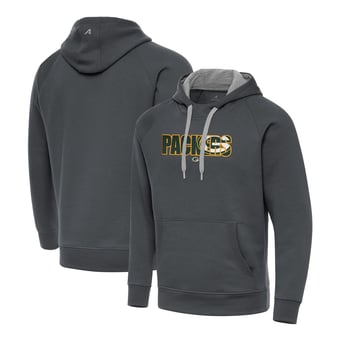 Men's Antigua Charcoal Green Bay Packers Impact Victory Hoodie