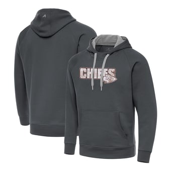 Men's Antigua Charcoal Kansas City Chiefs Woodland Camo Victory Hoodie