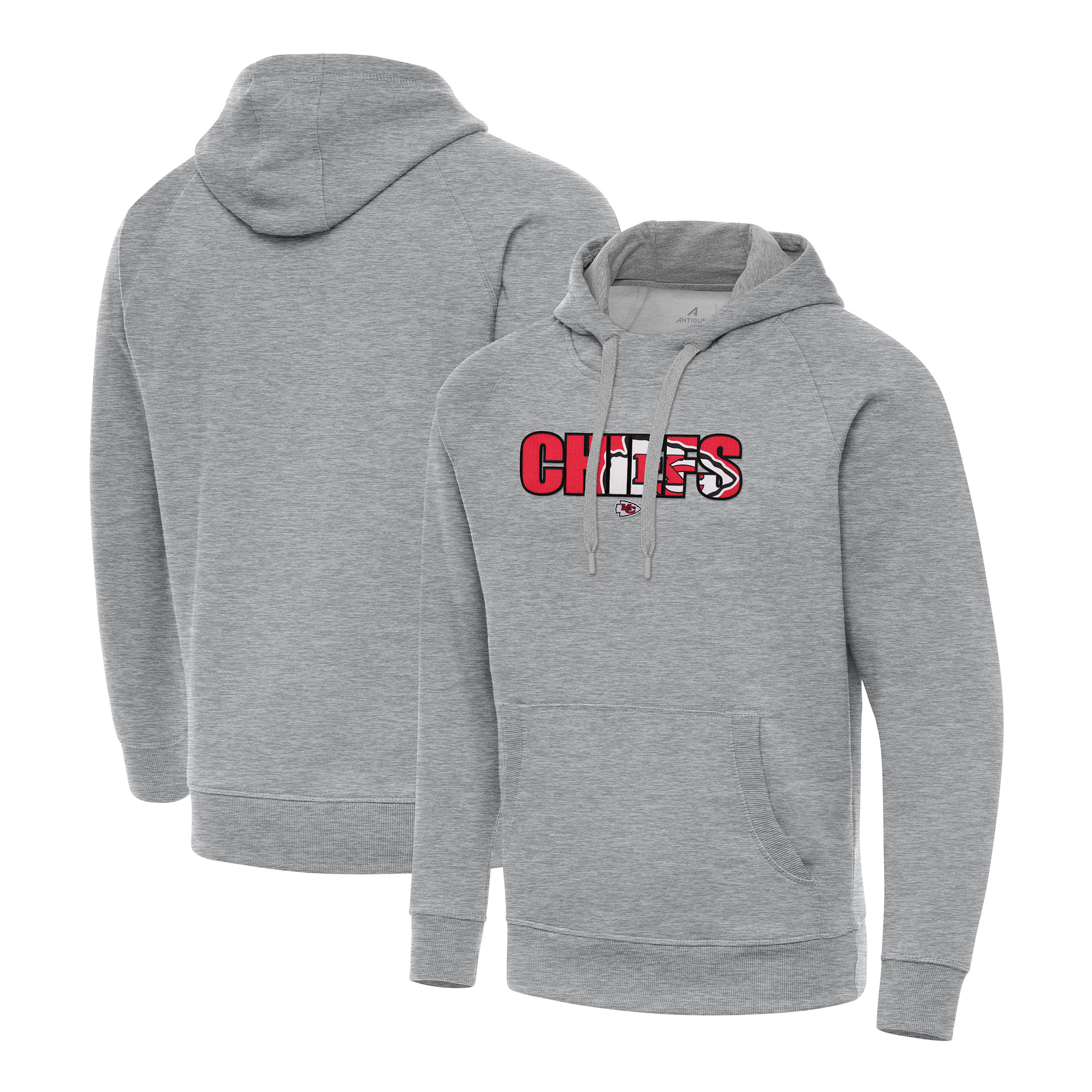 Men's Antigua Heather Gray Kansas City Chiefs Impact Victory Hoodie