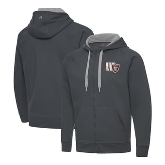 Men's Antigua Charcoal Las Vegas Raiders Woodland Camo Victory Full-Zip Hoodie
