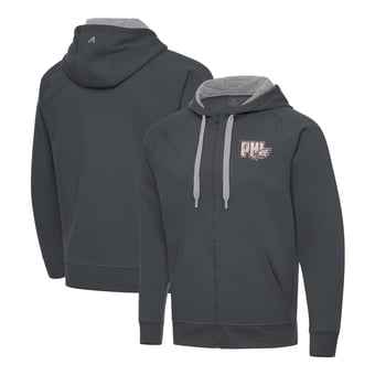 Men's Antigua Charcoal Philadelphia Eagles Woodland Camo Victory Full-Zip Hoodie