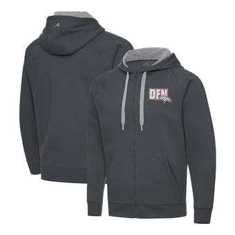 Men's Antigua Charcoal Denver Broncos Woodland Camo Victory Full-Zip Hoodie