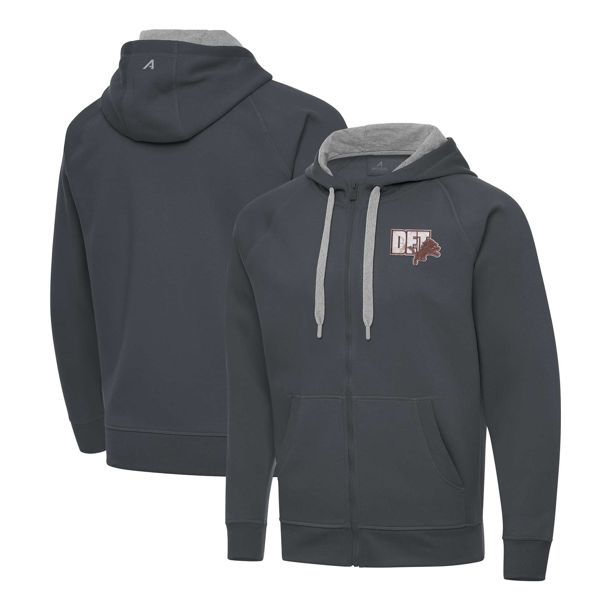 Men's Antigua Charcoal Detroit Lions Woodland Camo Victory Full-Zip Hoodie