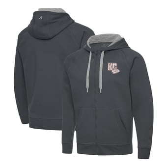 Men's Antigua Charcoal Kansas City Chiefs Woodland Camo Victory Full-Zip Hoodie