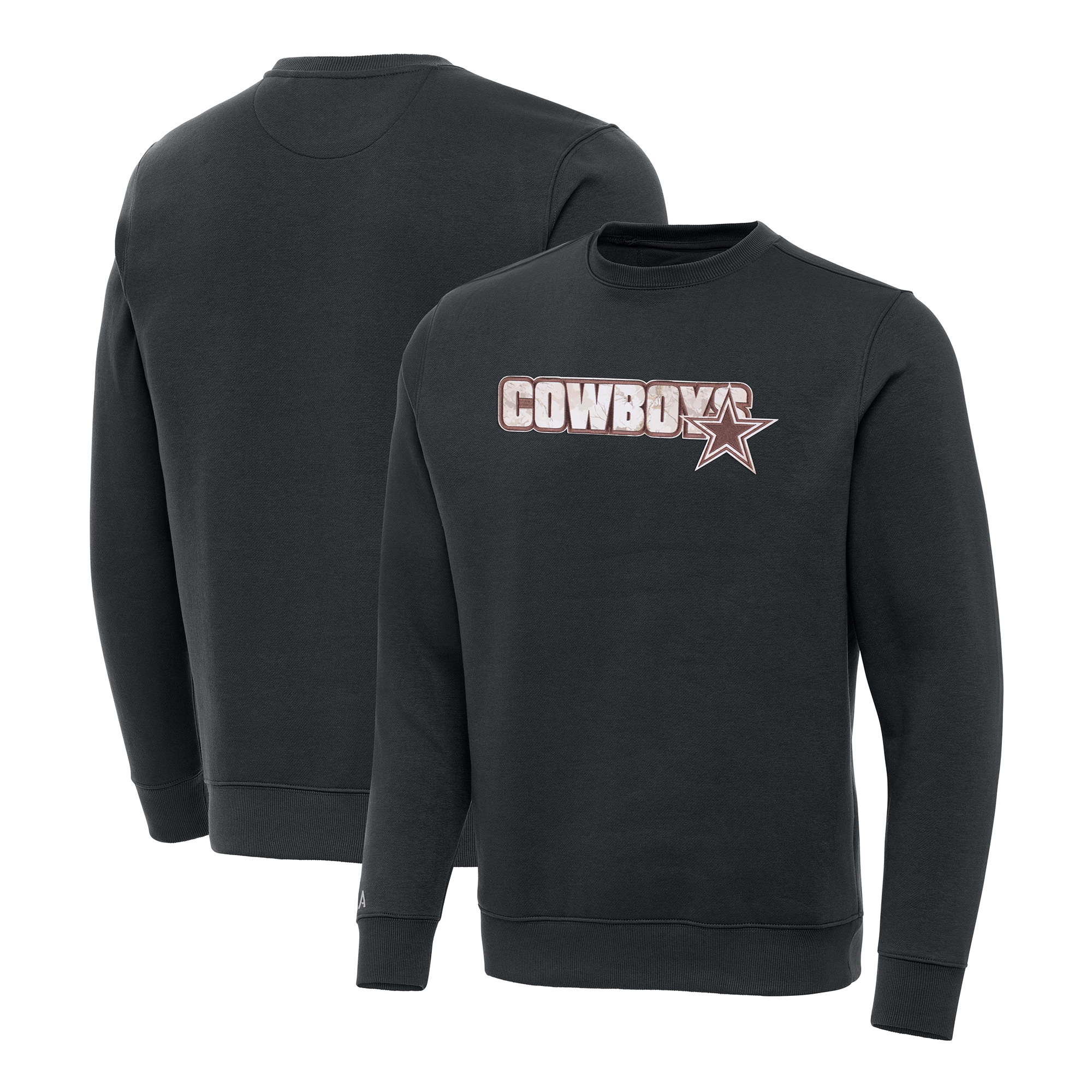 Men's Antigua Charcoal Dallas Cowboys Woodland Camo Victory Sweatshirt