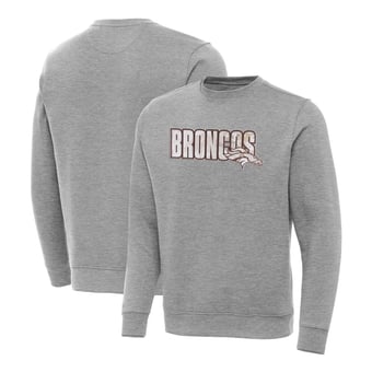 Men's Antigua Heather Gray Denver Broncos Woodland Camo Victory Sweatshirt