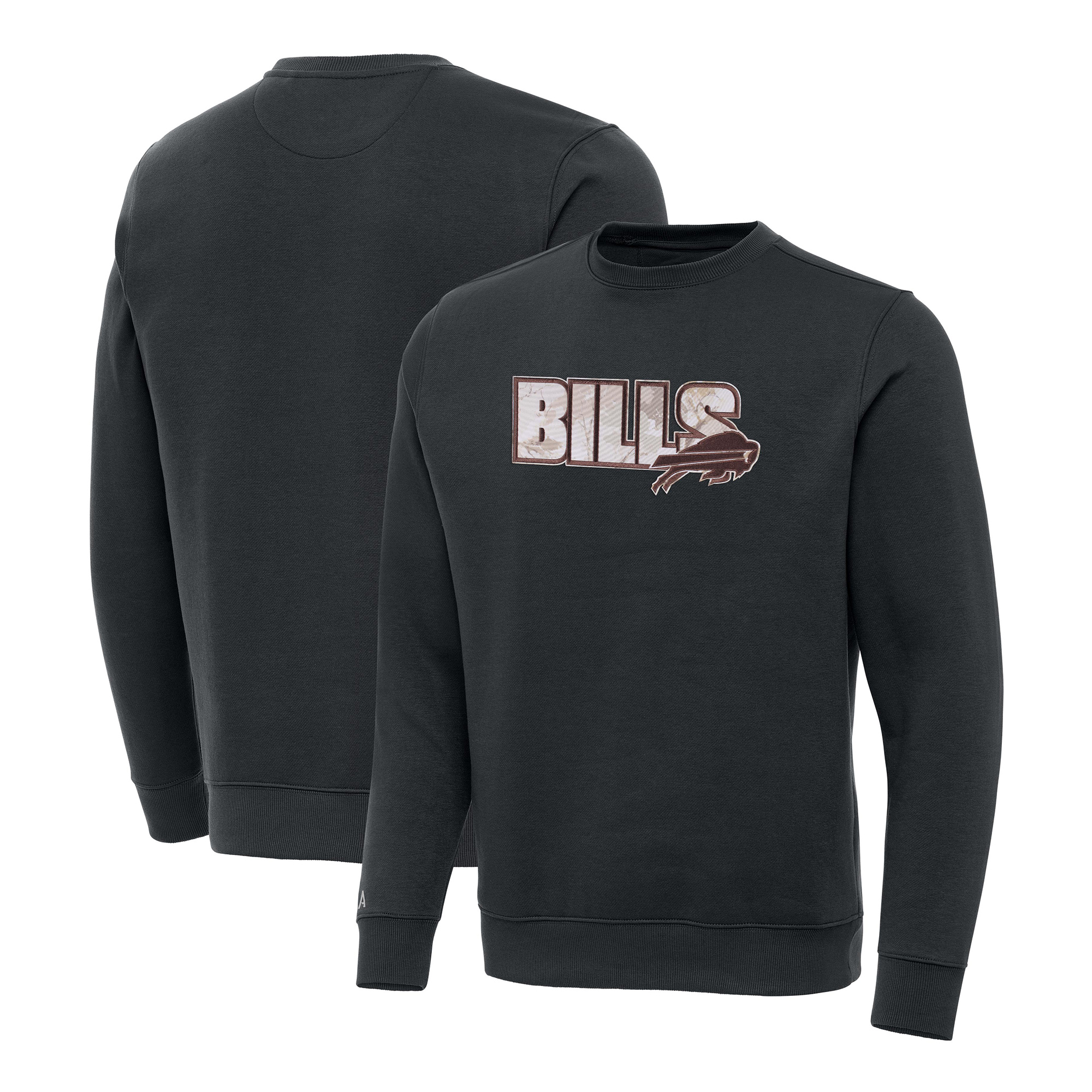 Men's Antigua Charcoal Buffalo Bills Woodland Camo Victory Sweatshirt
