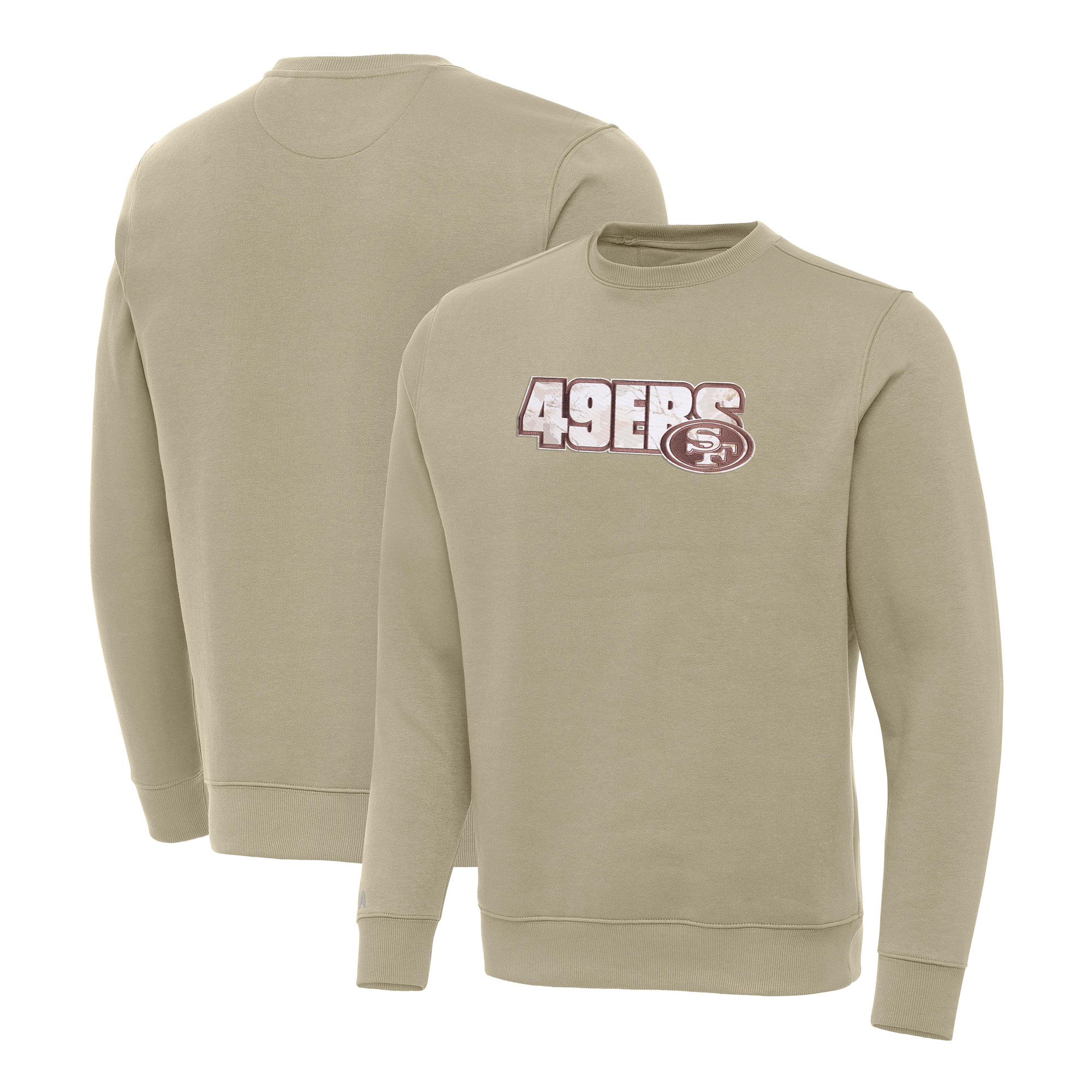 Men’s Antigua Khaki San Francisco 49ers Woodland Camo Victory Sweatshirt Men’s Antigua Khaki San Francisco 49ers Woodland Camo Victory Sweatshirt