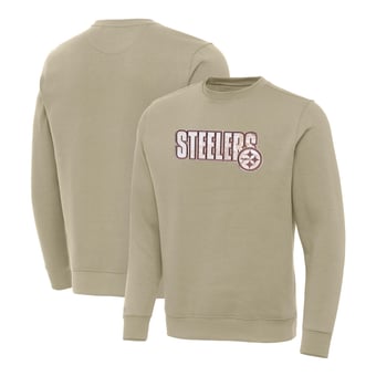 Men's Antigua Khaki Pittsburgh Steelers Woodland Camo Victory Sweatshirt
