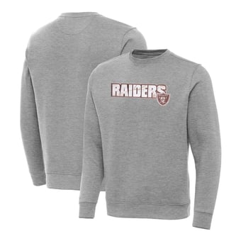 Men's Antigua Heather Gray Las Vegas Raiders Woodland Camo Victory Sweatshirt