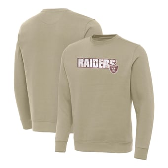 Men's Antigua Khaki Las Vegas Raiders Woodland Camo Victory Sweatshirt