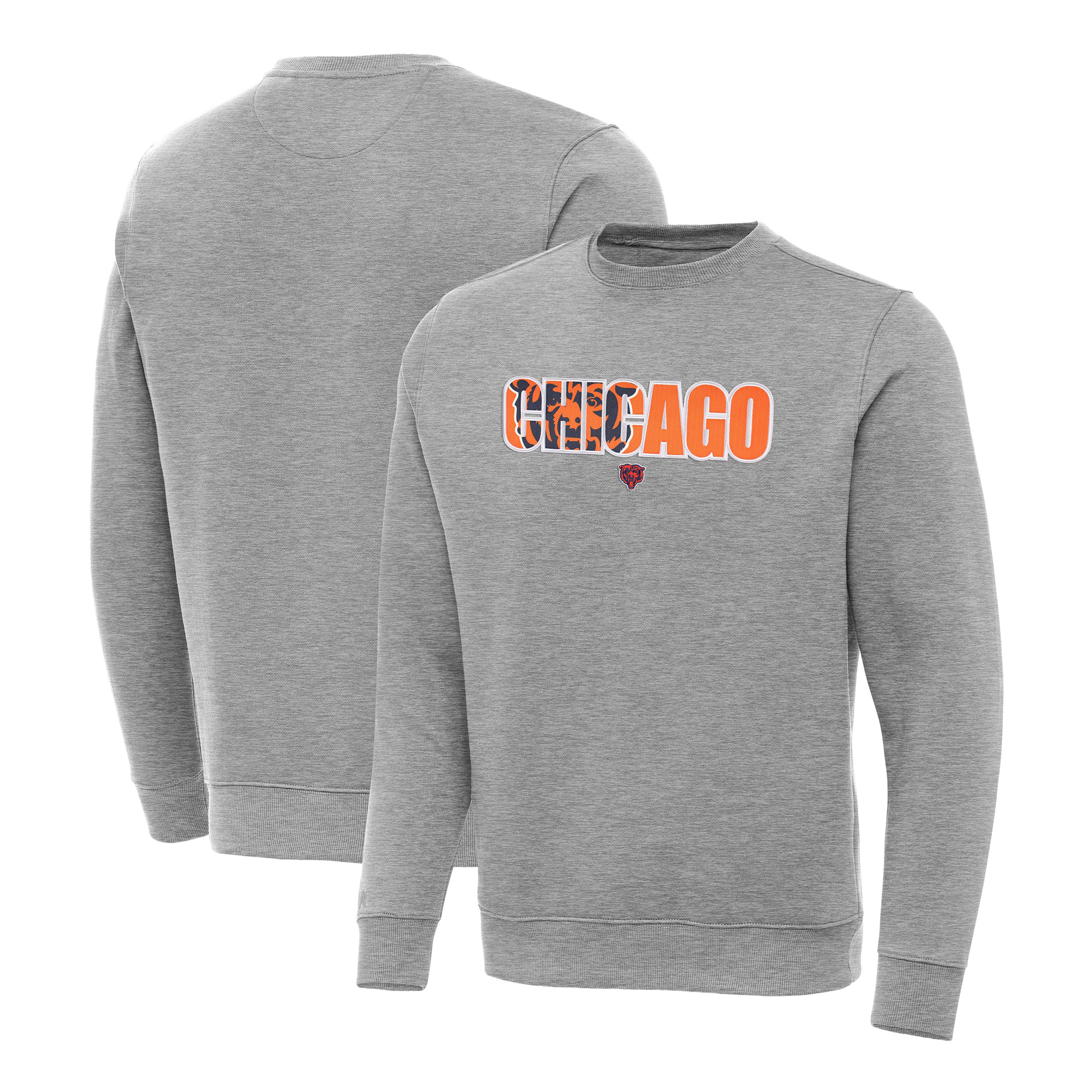 Men's Antigua Heather Gray Chicago Bears Impact Victory Sweatshirt