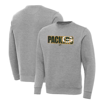 Men's Antigua Heather Gray Green Bay Packers Impact Victory Sweatshirt
