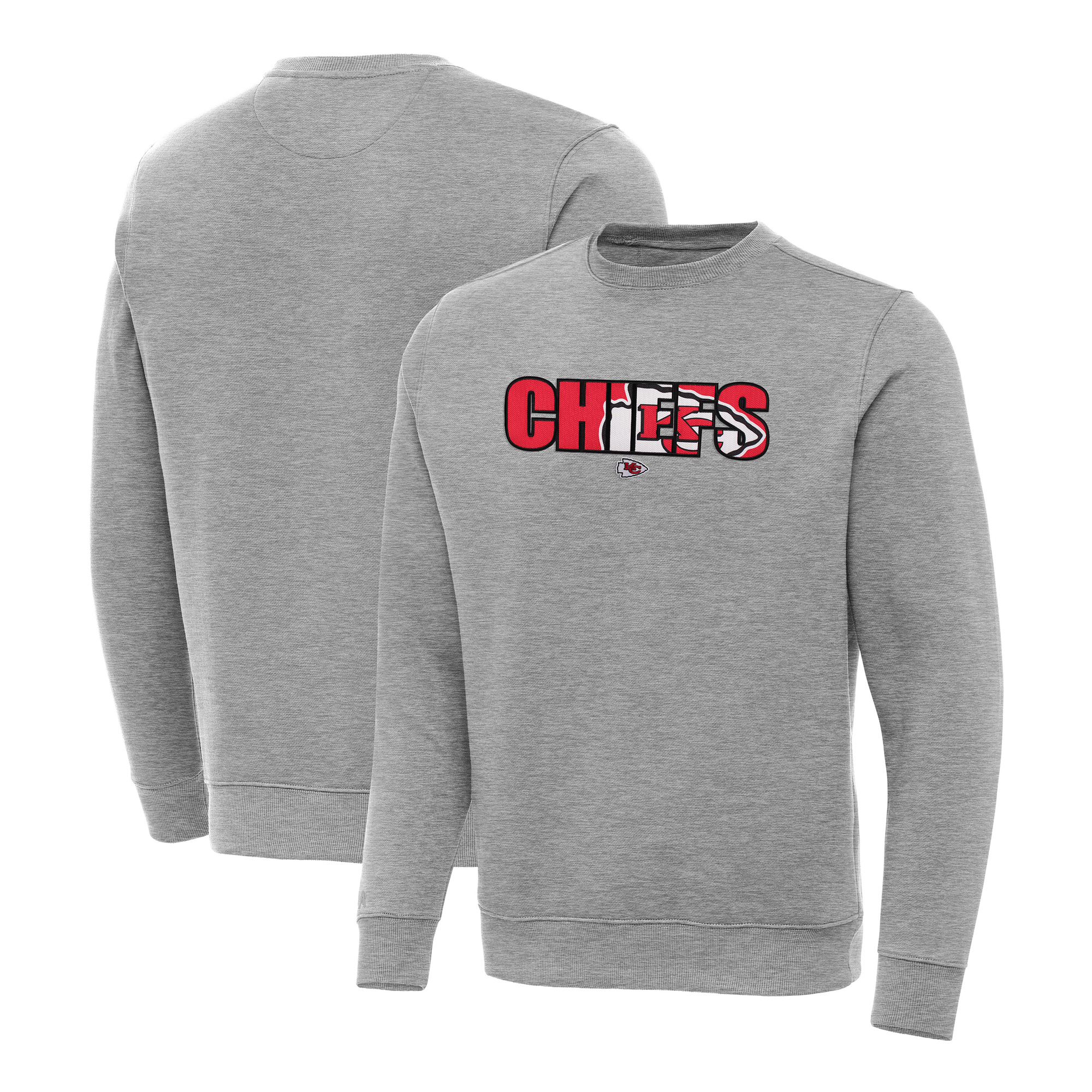 Men's Antigua Heather Gray Kansas City Chiefs Impact Victory Sweatshirt