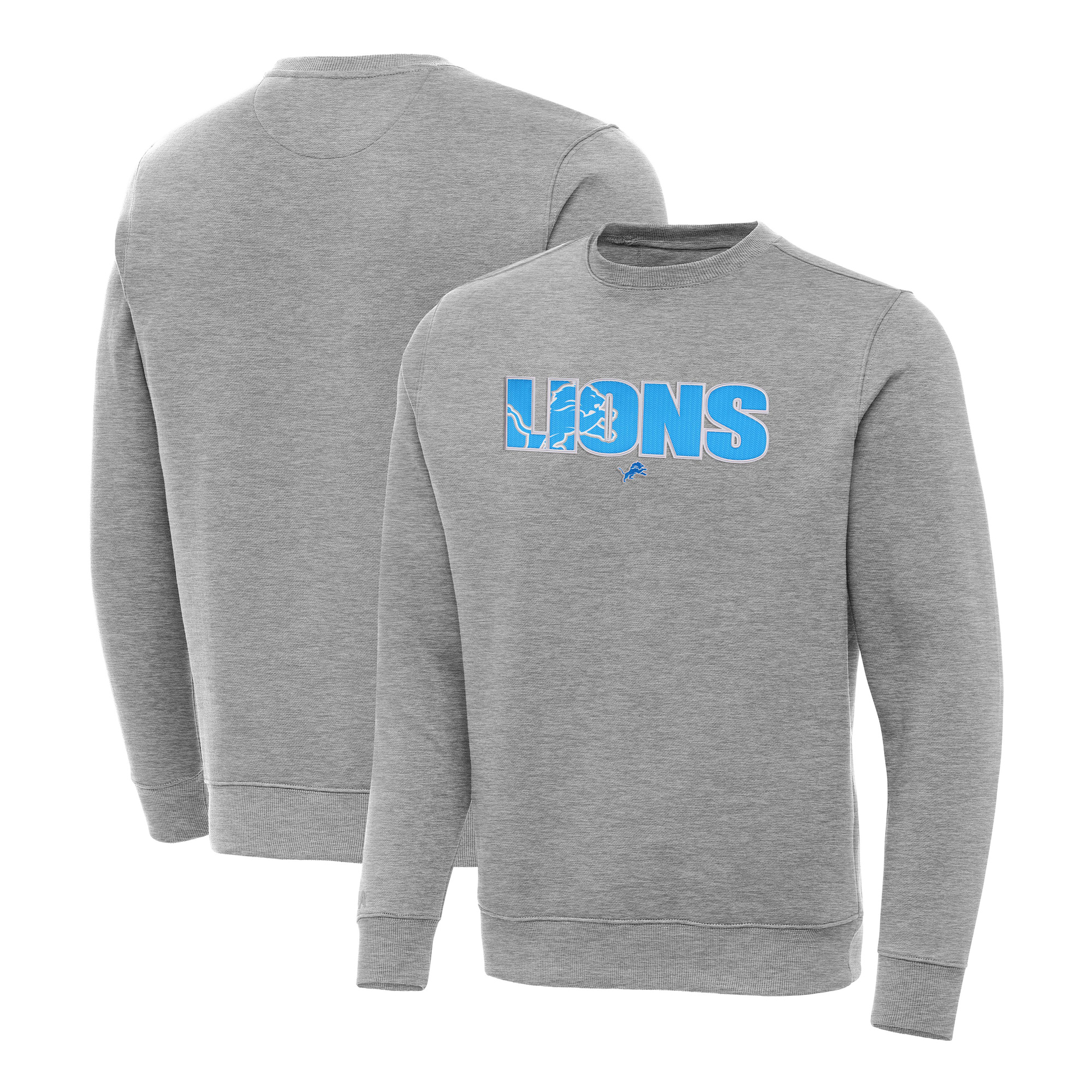 Men's Antigua Heather Gray Detroit Lions Impact Victory Sweatshirt