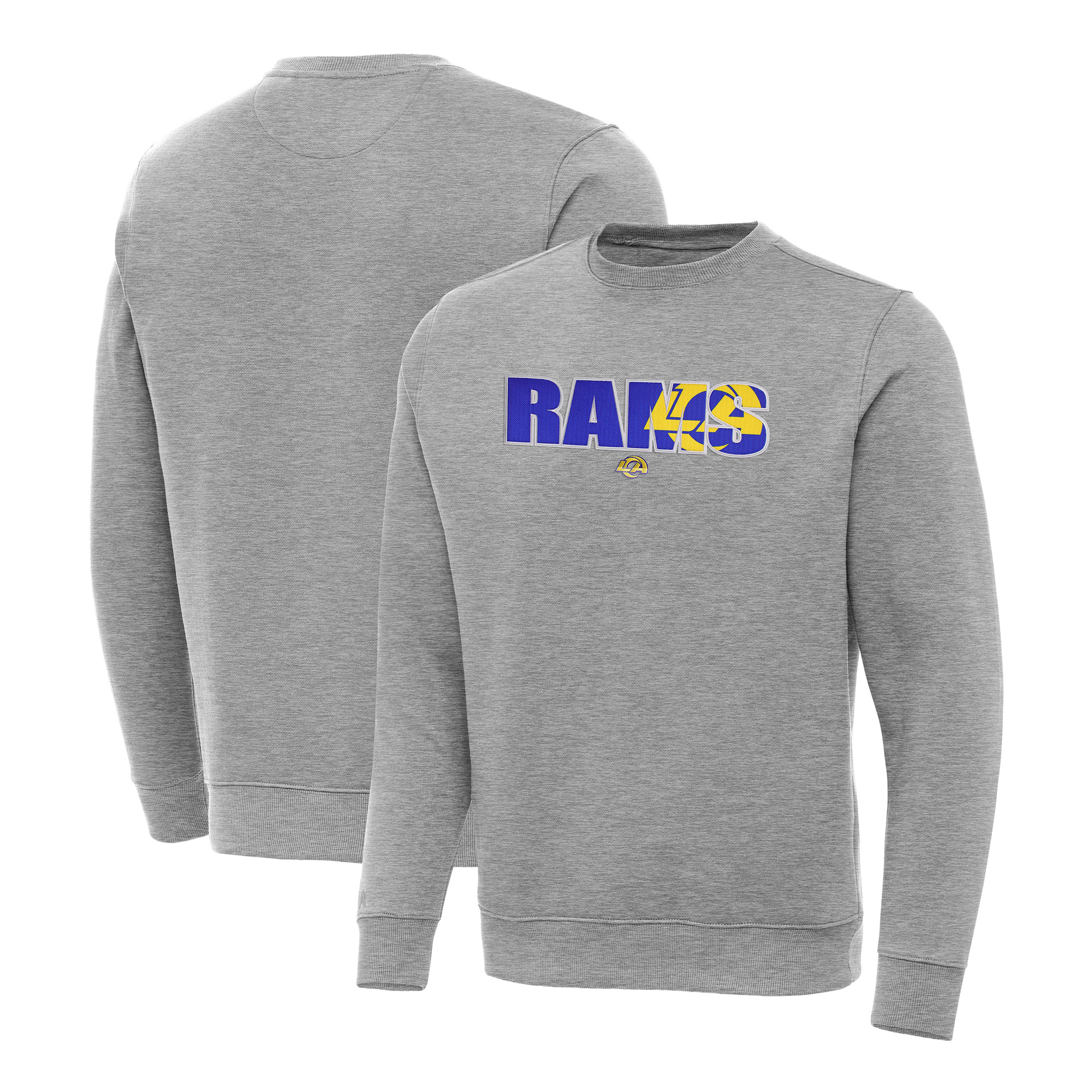 Men's Antigua Heather Gray Los Angeles Rams Impact Victory Sweatshirt