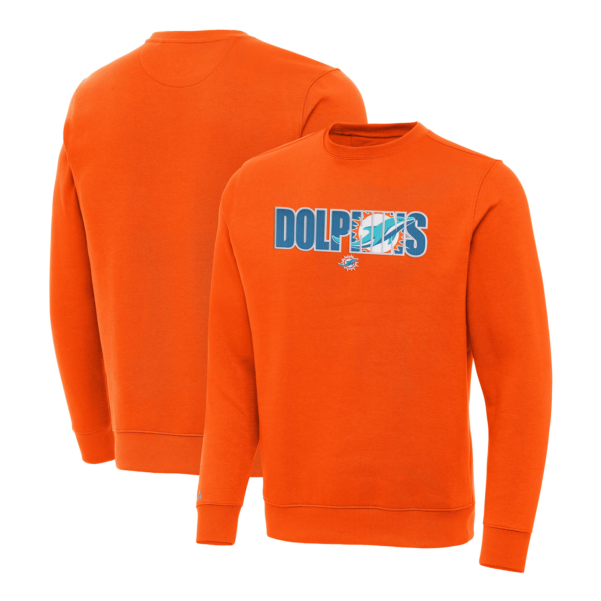Men's Antigua Orange Miami Dolphins Impact Victory Sweatshirt