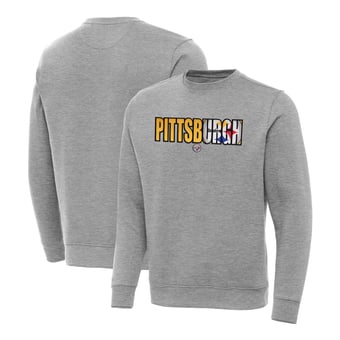 Men's Antigua Heather Gray Pittsburgh Steelers Impact Victory Sweatshirt